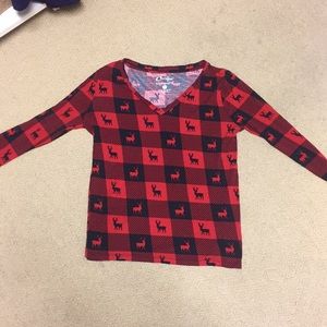 Buffalo Plaid Deer Print Long Sleeve Tee
